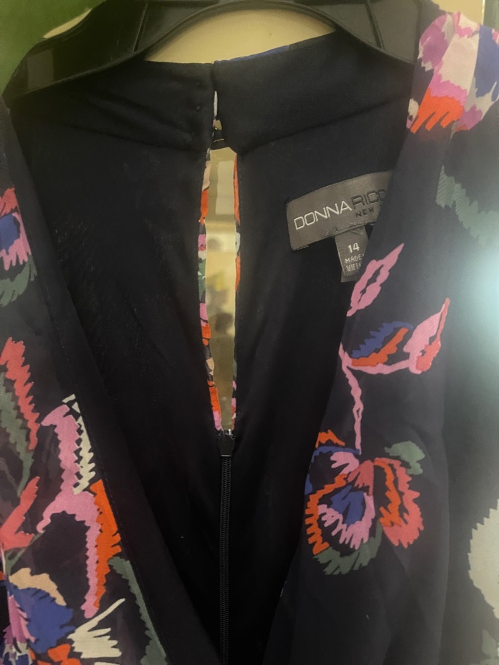 Donna Ricco Navy Blazer with Pink Purple Orange Floral Accents